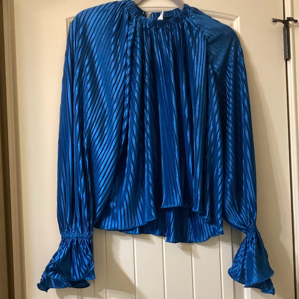 Women’s Glam Pleated Blue Blouse